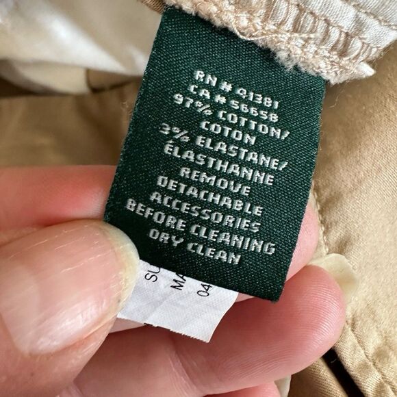 Lauren Ralph Lauren Cropped Wide Leg Pants Size 14 Tan Khaki Lightweight - Picture 3 of 8